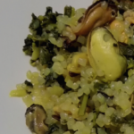 Fregola di shirataki alle cozze e cavolo nero